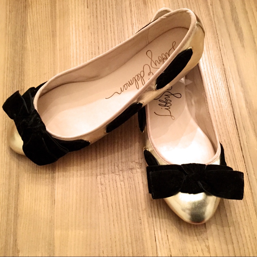 Libby Edelman Gold Velvet Ballet Flats Shoes 10 💕